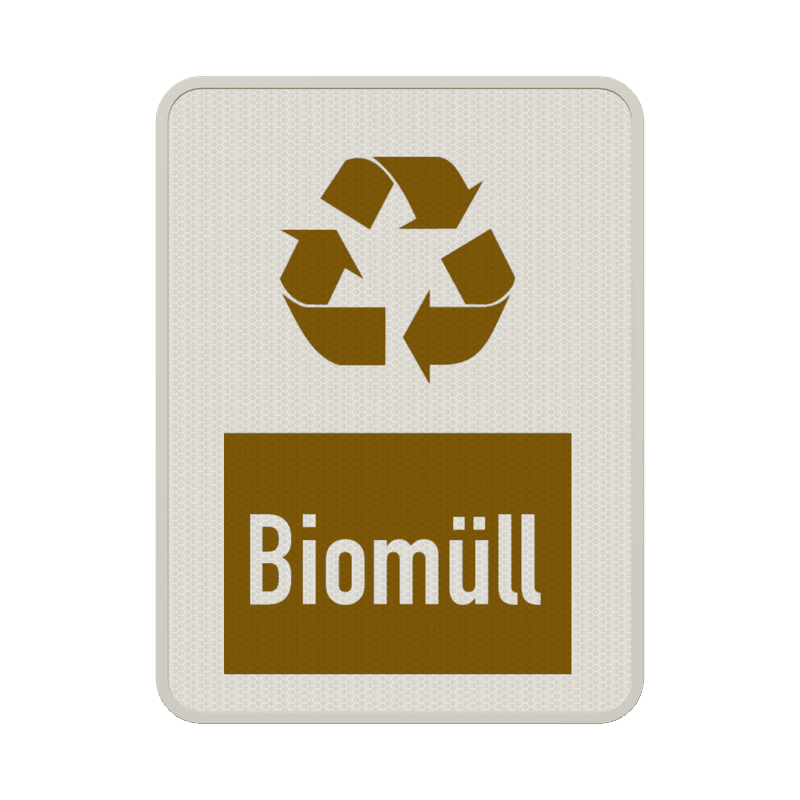 Hinweisschild Biomüll weiß/braun - reflektierend