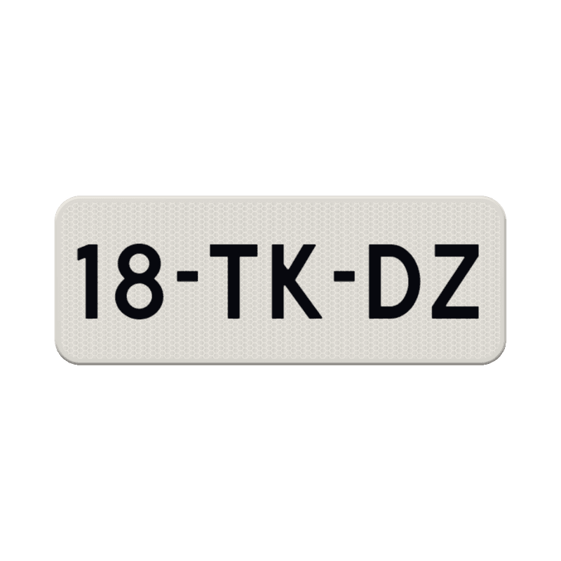 Kenteken bord 400x150mm met kenteken wit/zwart - reflecterend
