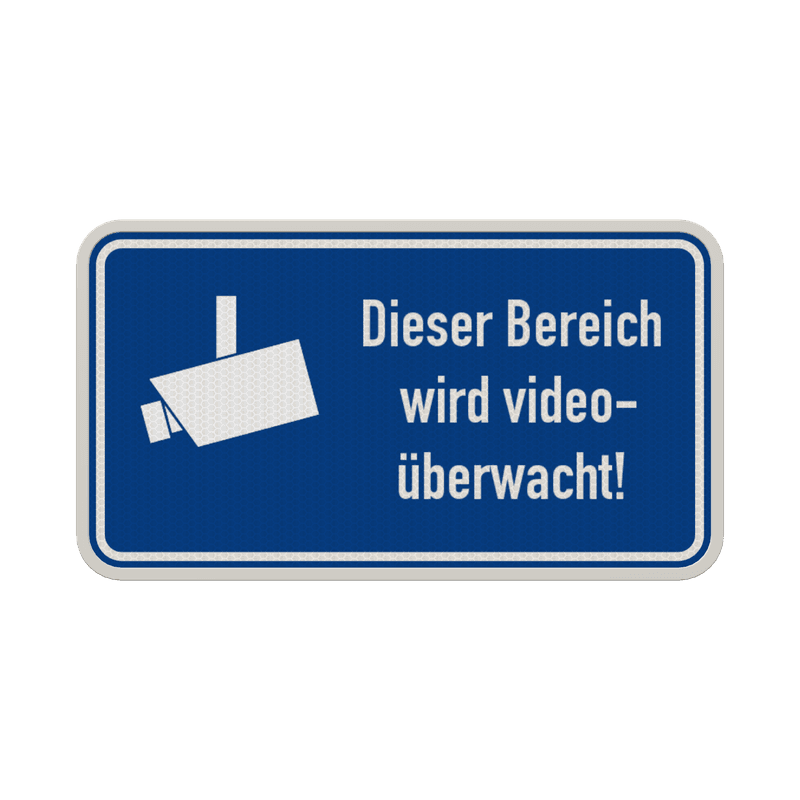 Hinweisschild, Dieser Bereich wird videoüberwacht (Blau) - reflektierend