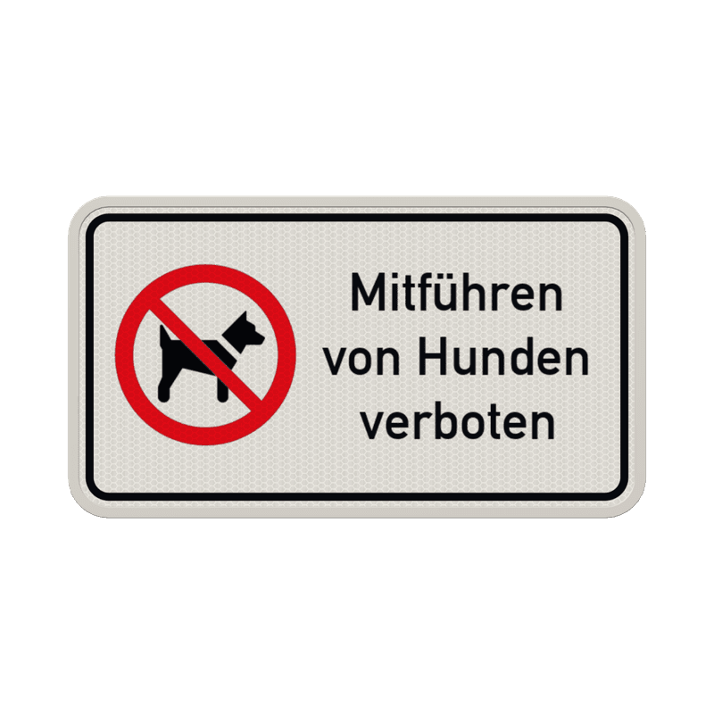 Verbotsschild - Mitführen von Hunden verboten - reflektierend