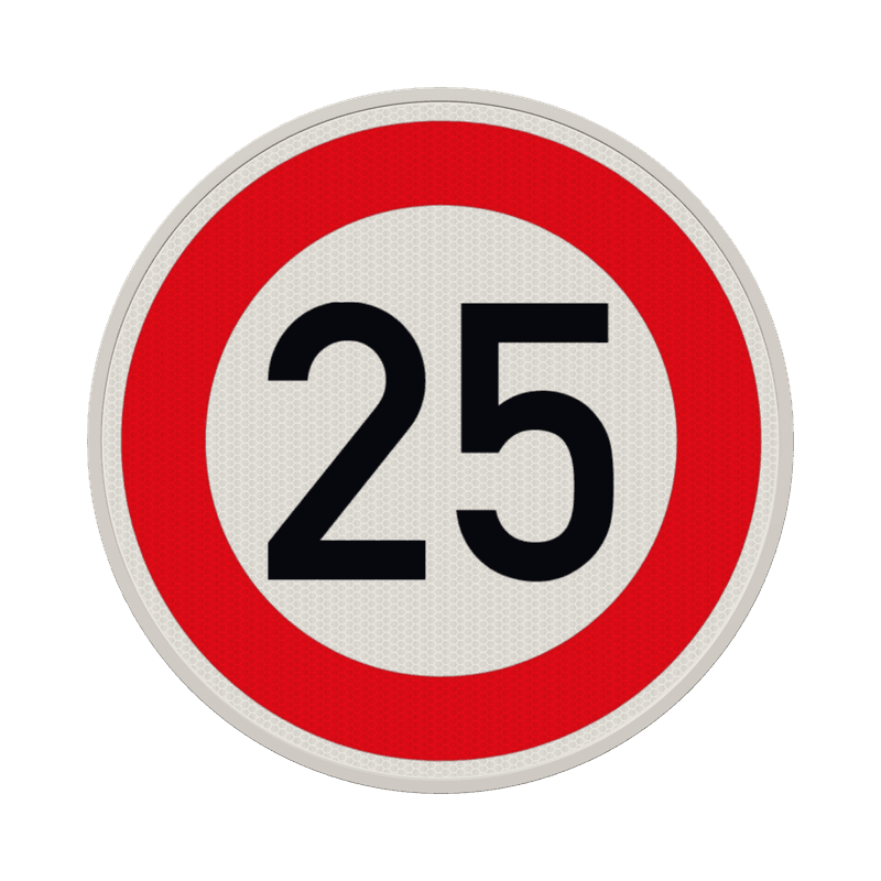 Verkehrszeichen 274-25 - Zulässige Höchstgeschwindigkeit 25 km/h