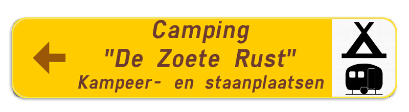 Verkeersbord SB250 F37 - Wegwijzer met hoofdtekst en ondertekst - links + 2 picto