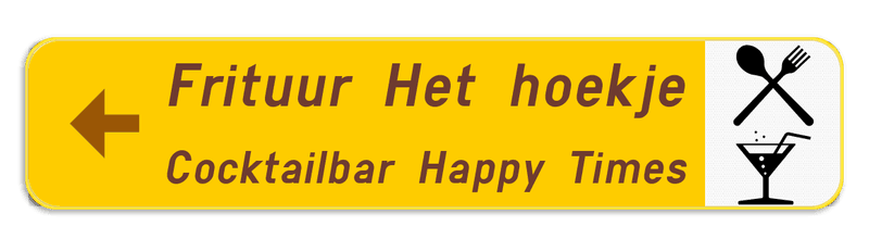 Verkeersbord SB250 F37 - Wegwijzer met 2 hoofdteksten - links + picto