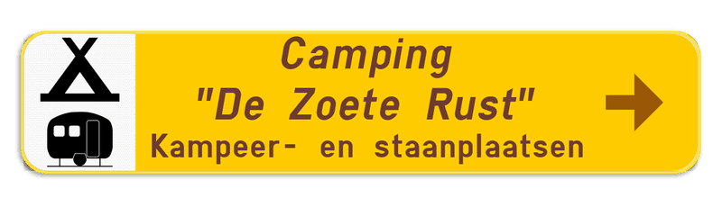 Verkeersbord SB250 F37 -Wegwijzer met hoofdtekst en ondertekst - rechts + 2 picto