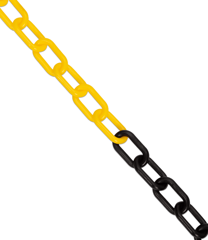 Afzetketting van kunststof, geel/zwart, 8 mm - lengte 25 meter