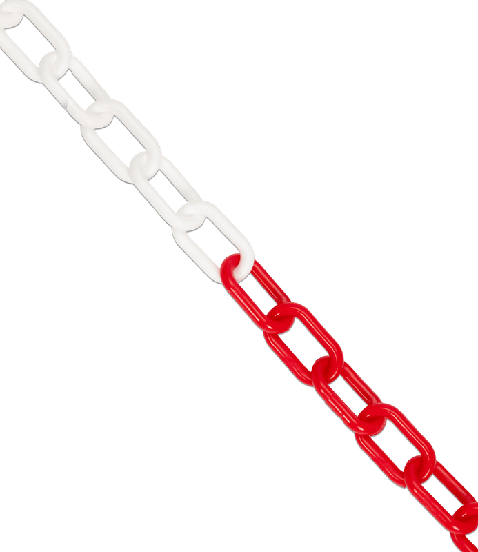 Afzetketting van kunststof, rood/wit, 8 mm - lengte 25 meter