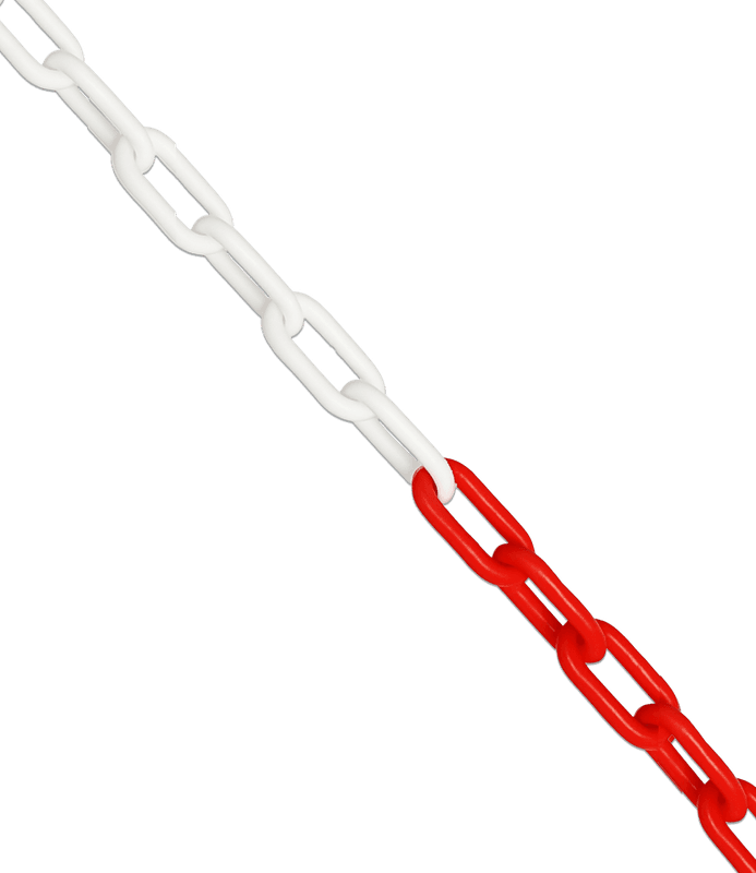 Afzetketting van kunststof, rood/wit, 6 mm - lengte 25 meter