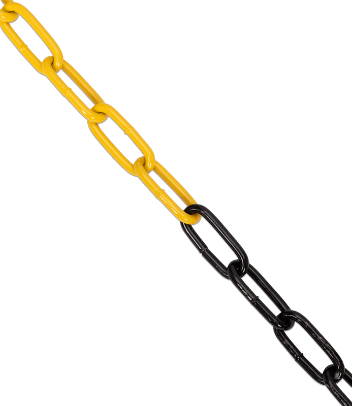 Afzetketting van staal, geel/zwart, 6 mm - lengte 10 meter
