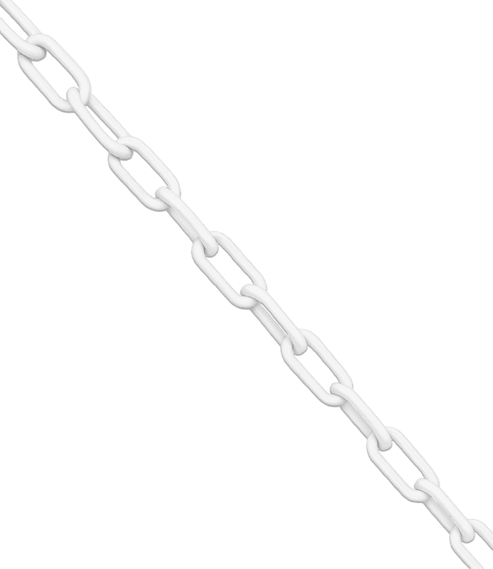 Kunststof afsluitketting, wit, 6 mm - lengte 25 meter