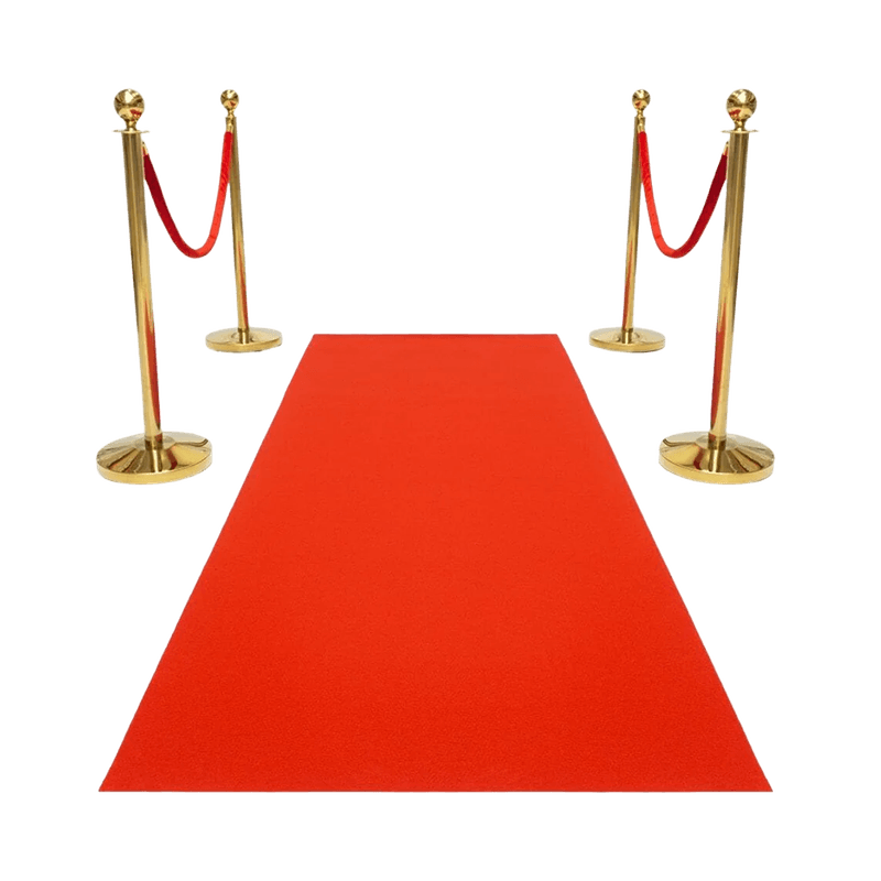 Ensemble poteaux de guidage finition laiton avec cordon rouge et tapis rouge