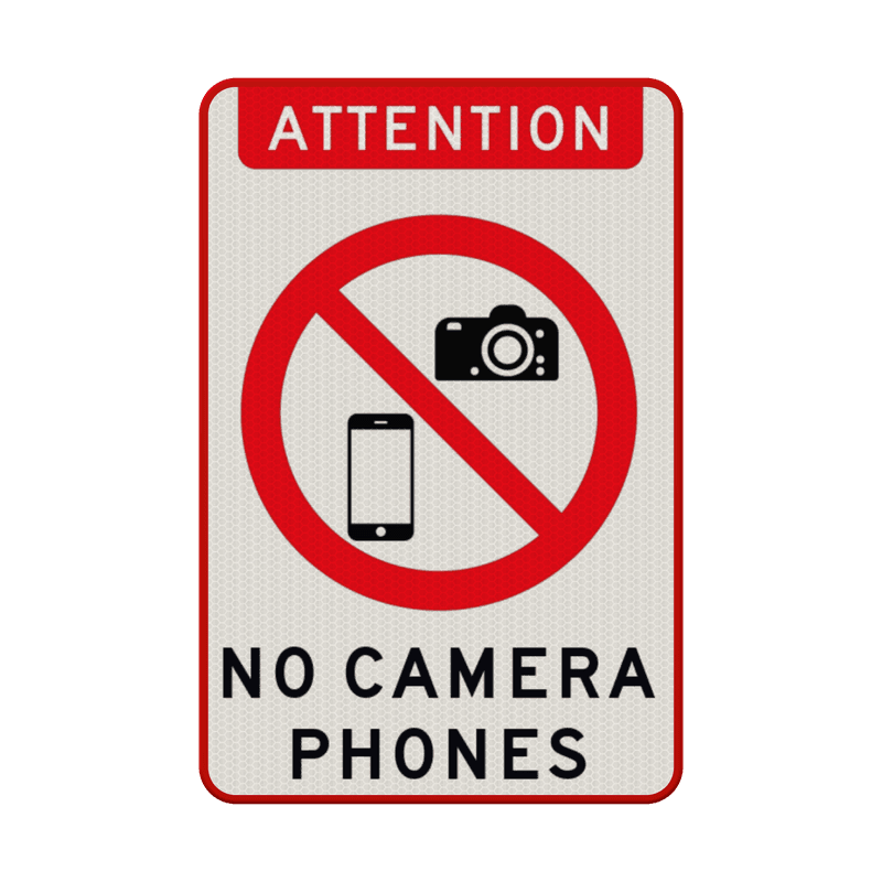 Verkeersbord verboden voor mobiele telefoon/camera's (foto/video) - reflecterend