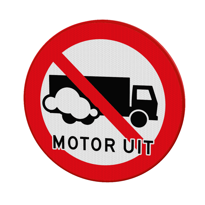 Verkeersbord vrachtwagens motor uit - reflecterend