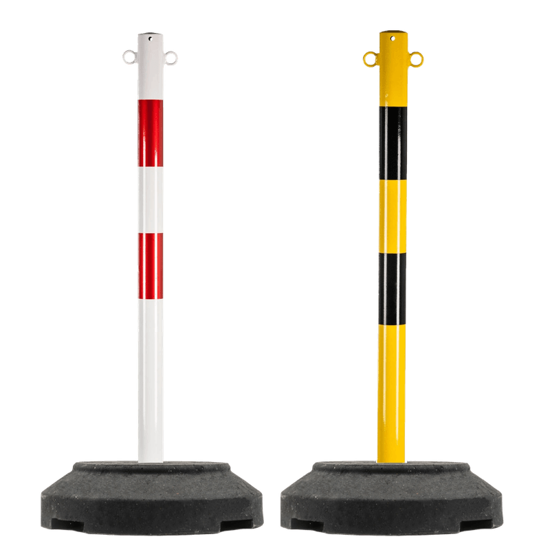Kettingpaal staal 1 meter (Ø60) rood/wit of geel/zwart - met verzwaarde voet 15kg