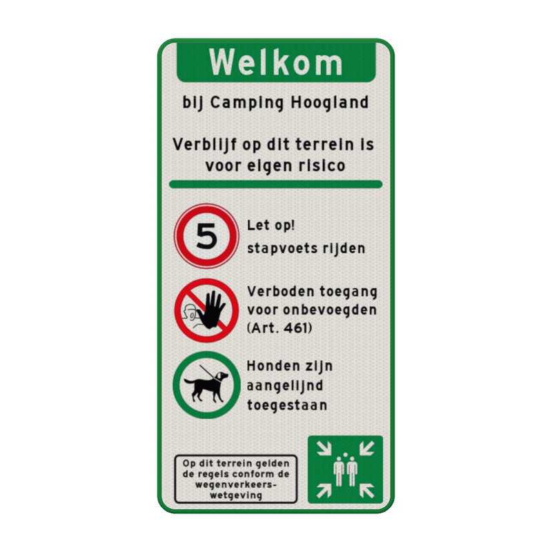 Toegangsbord - Stapvoets rijden - Verboden Toegang - Honden aangelijnd