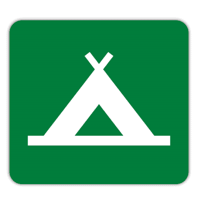 Vlak terreinbord 119x109mm - Pictogram Kampeerterrein