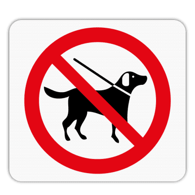 Vlak terreinbord 119x109mm - Pictogram Honden niet toegestaan