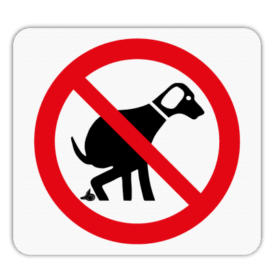 Vlak terreinbord 119x109mm - Pictogram Honden uitlaten niet toegestaan