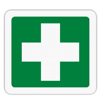 Vlak terreinbord 119x109mm - Pictogram EHBO