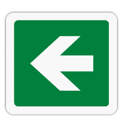 Vlak terreinbord 119x109mm - Pictogram vluchtroute Pijl