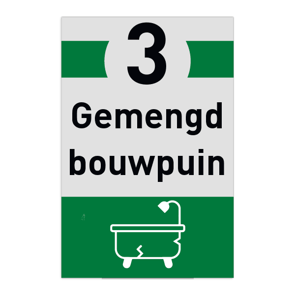 Informatiebord afval recycling - Gemengd bouwpuin - Vlakke uitvoering