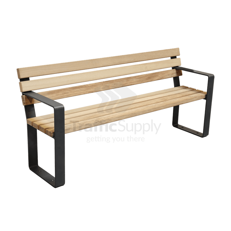 Parkbank type BACH staal/hout - 1800mm - met rugleuning