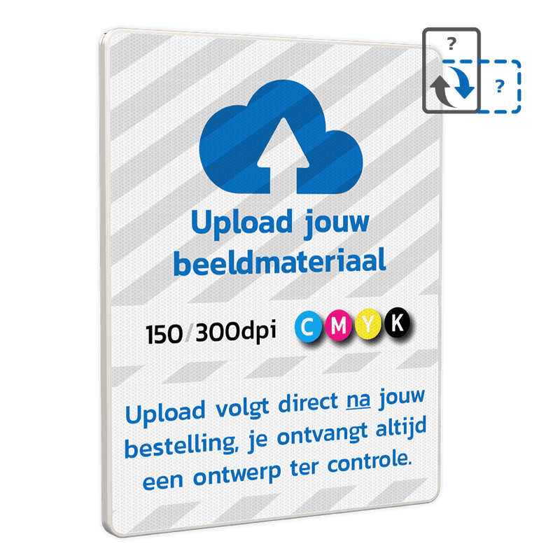 Verkeersbord aluminium dubbel omgezette rand (maatwerk) - reflecterend met eigen ontwerp