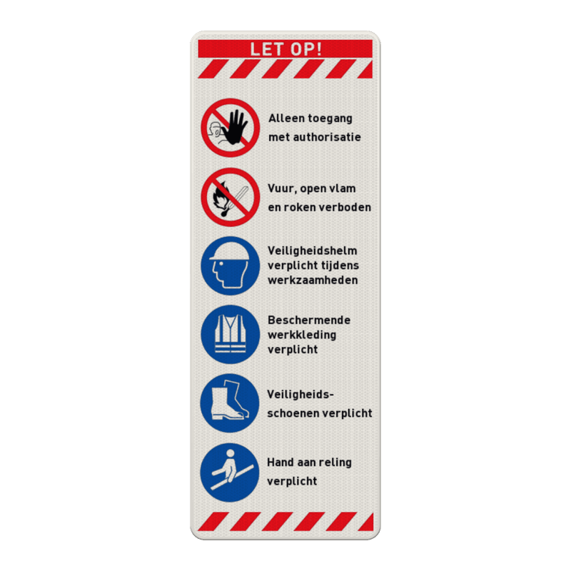 Veiligheidsbord PBM's / veiligheidsinstructies toegang terrein - reflecterend