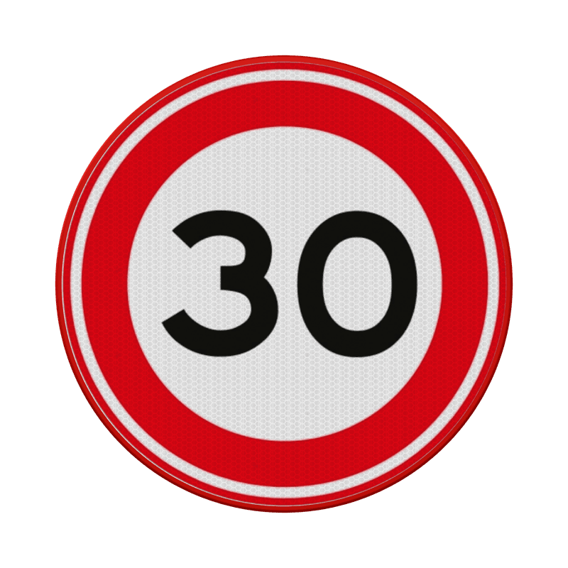 Verkeersbord maximum snelheid 30km/u RVV A01-30 - reflecterend