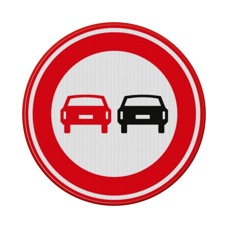 Verkeersbord inhalen verboden RVV F01 - reflecterend