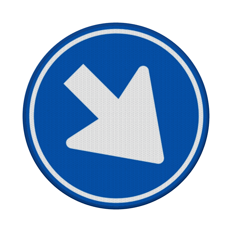 Verkeersbord verplichte rijrichting RVV D02 - reflecterend