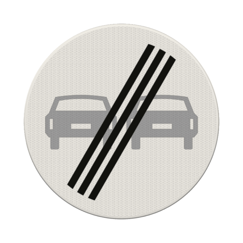 Verkeersbord einde inhaalverbod RVV F02 - reflecterend