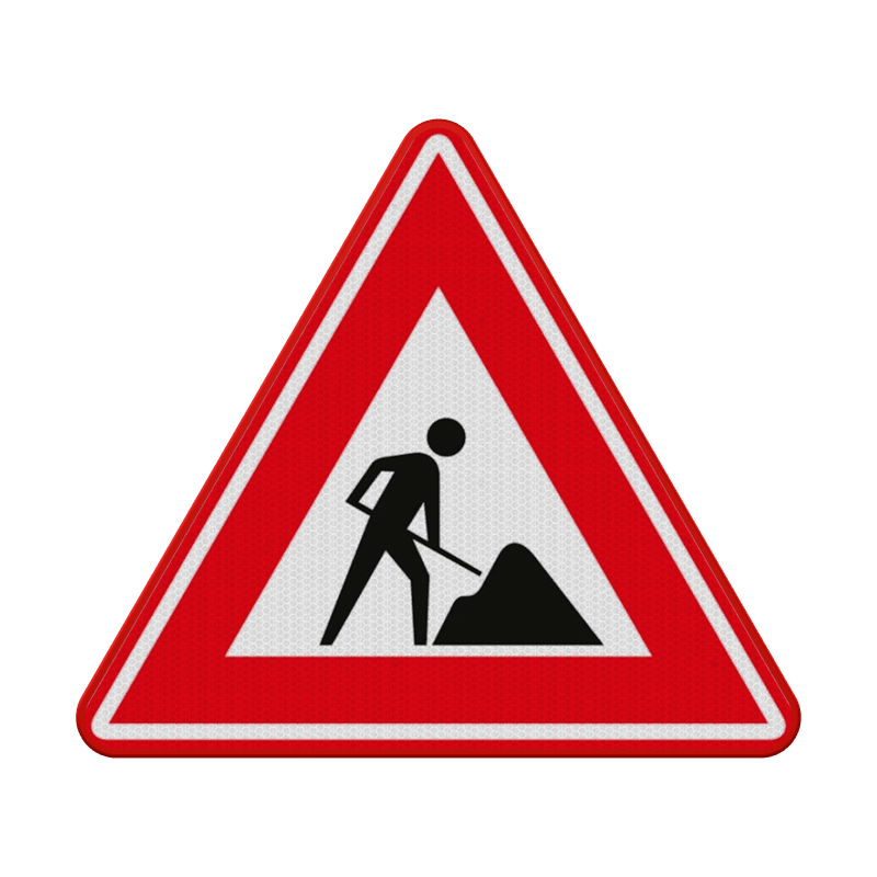 Verkeersbord werk in uitvoering RVV J16 - reflecterend