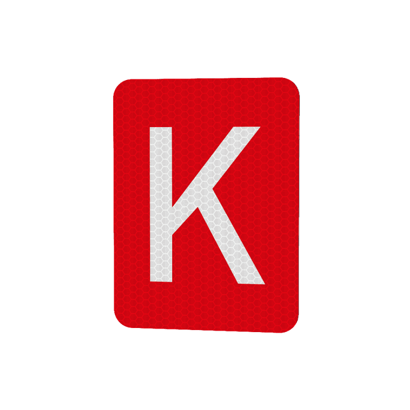 Bord vlak 120x160mm rood/wit met letter/cijfer voor markeringspaal - reflecterend