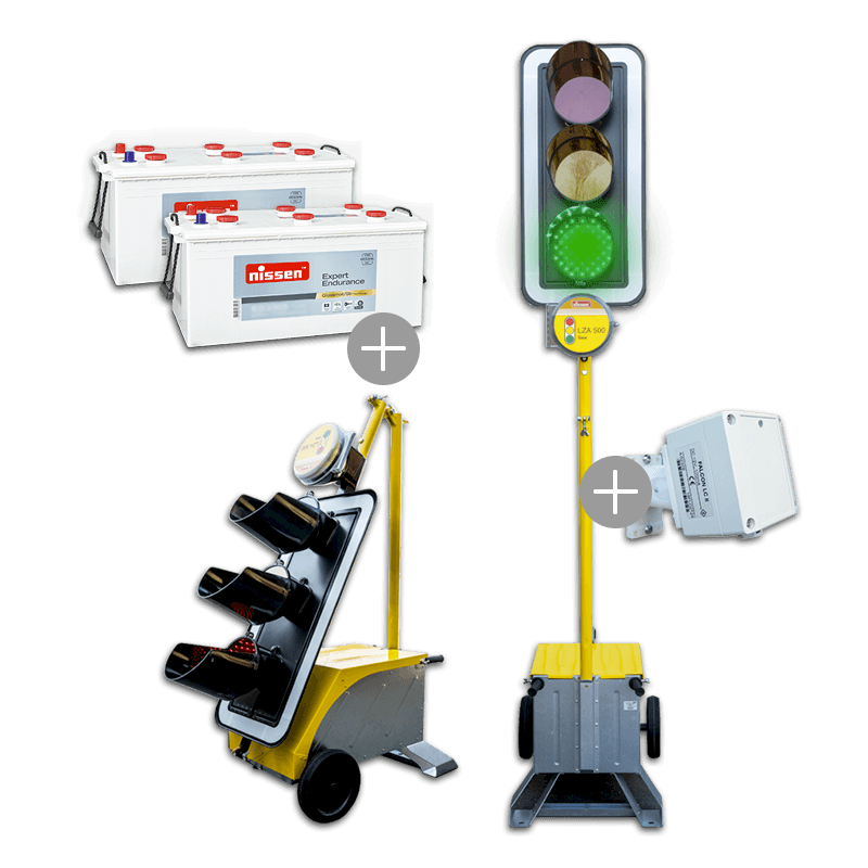 Feux de signalisation mobiles Nissen LZA500 LED avec retour radio et capteur radar – kit de 2 pièces
