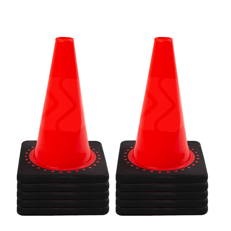 Verkeerspion 300mm oranje met verzwaarde voet - set 10 stuks