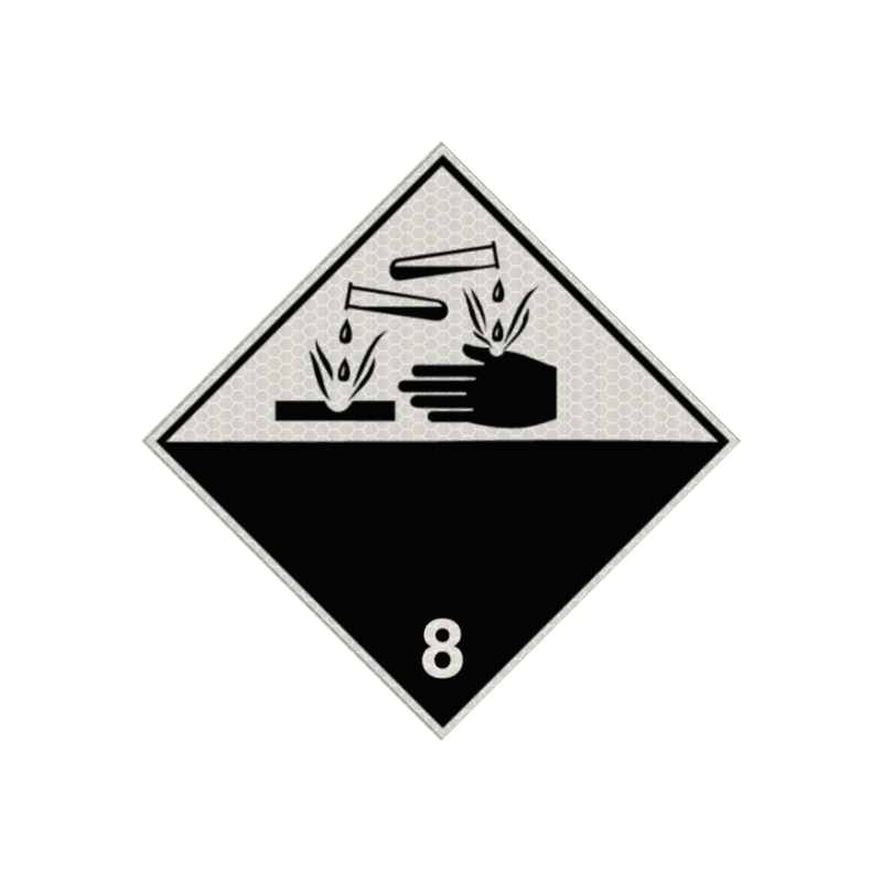 Pictogram ADR 8 - Bijtende stoffen (corrosief) - reflecterend