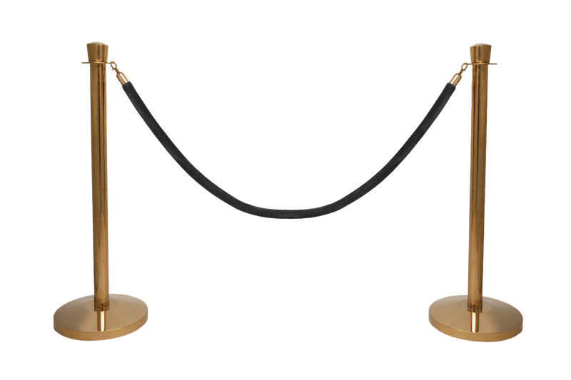 Poteaux de guidage finition laiton avec cordon noir – set de 2
