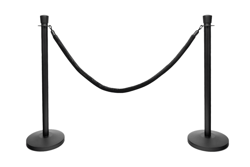 Ensemble de 2 poteaux de guidage noirs avec cordon noir – Tête ovale
