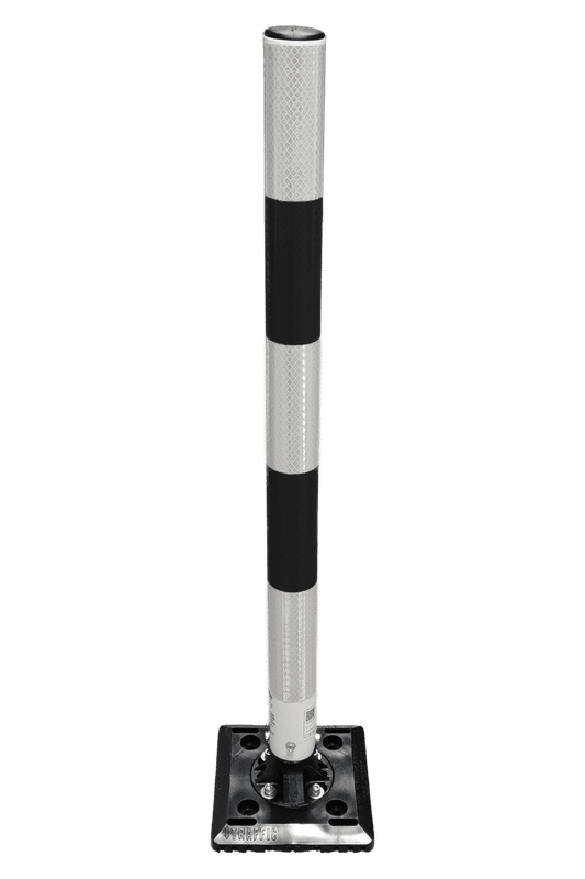 TS-KICKFLEX-ZW poteau flexible à ressort en plastique Ø60x1000mm noir/blanc rétroréfléchissant - avec mécanisme à ressort