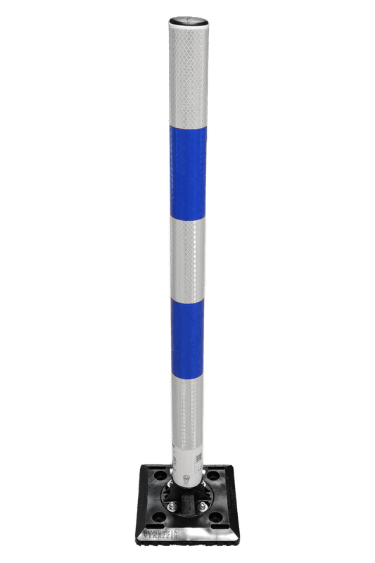 TS-KICKFLEX-BW poteau flexible à ressort en plastique Ø60x1000mm bleu/blanc rétroréfléchissant - avec mécanisme à ressort