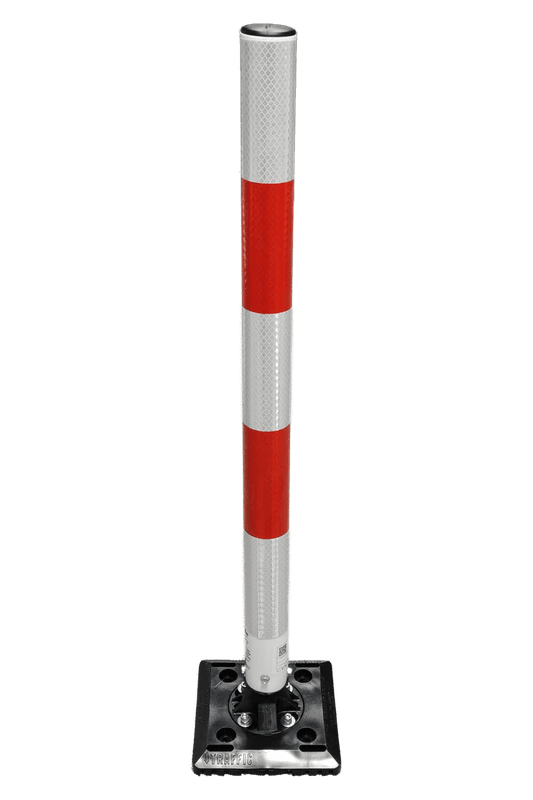 TS-KICKFLEX-RW poteau flexible à ressort en plastique Ø60x1000mm rouge/blanc rétroréfléchissant - avec mécanisme à ressort