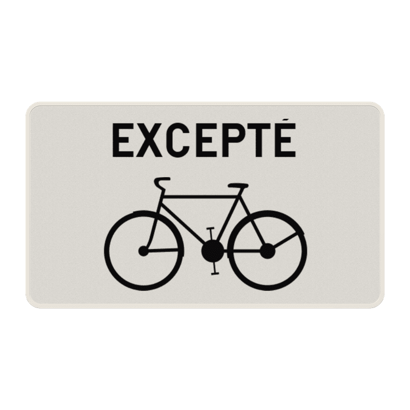 Panneau G2000 - M2 - Excepté vélos