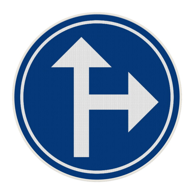 Panneau d'obligation G2000 D3b - Obligation de suivre une des directions indiquées par les flèches