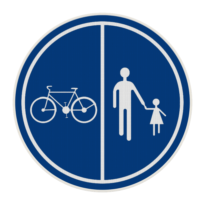 Panneau d'obligation G2000 D9a - Partie de la voie publique réservée à la circulation des piétons, des bicyclettes et des cyclomoteurs à deux roues classe A