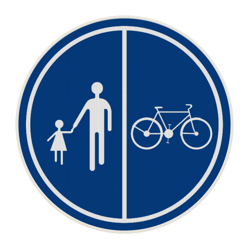 Panneau d'obligation G2000 D9b - Partie de la voie publique réservée à la circulation des piétons, des bicyclettes et des cyclomoteurs à deux roues classe A