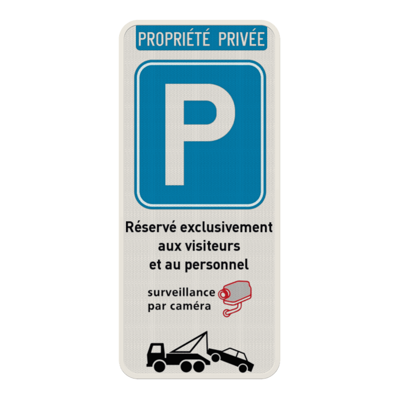 Panneau de stationnement réservé aux visiteurs + règlement sur l'enlèvement par remorquage