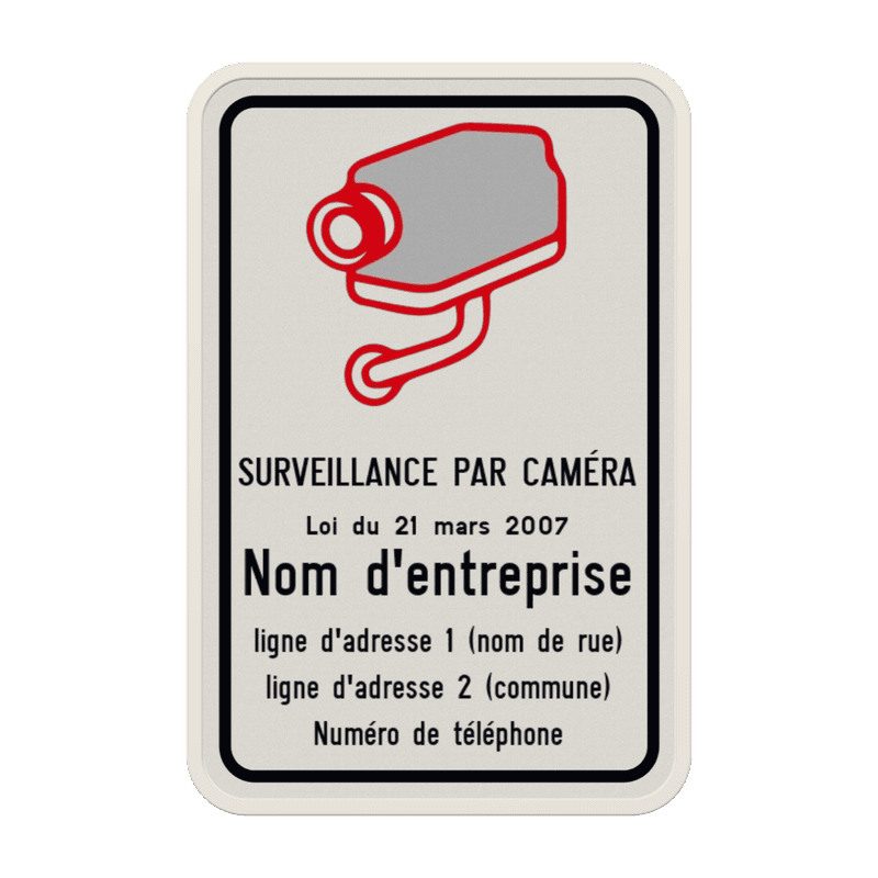 Panneau officiel de surveillance par caméra - Belgique - loi du 21 mars 2007