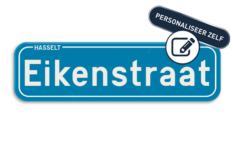 Gepersonaliseerd Belgisch straatnaambord blauw 700x200mm