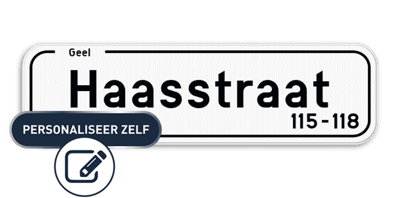 Gepersonaliseerd straatnaambord wit met ondertekst 700x200