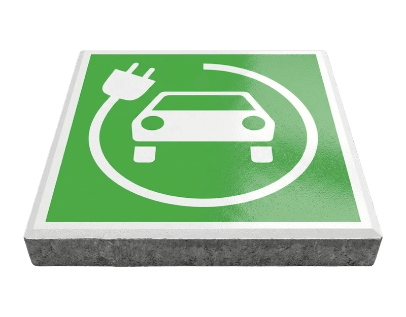 Stoeptegel laadpunt elektrische auto groen-wit (TS-ST_LT1) - 30x30cm met facetrand